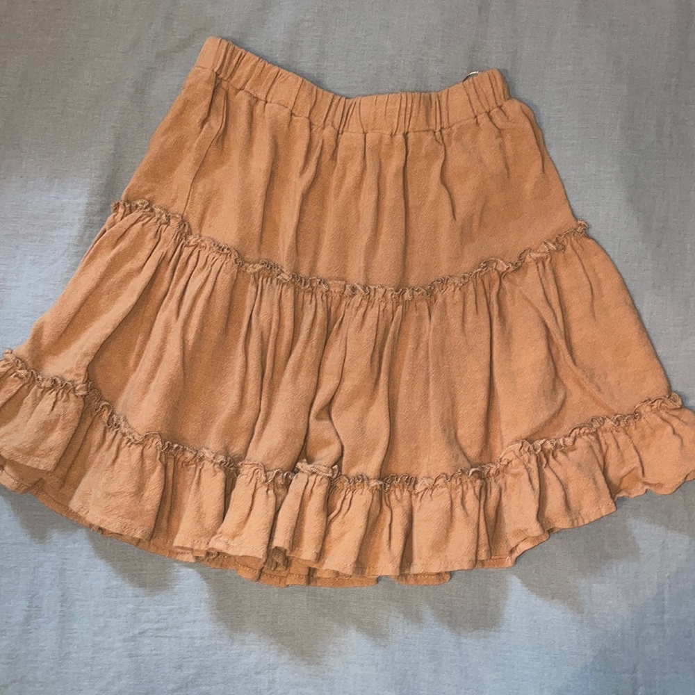 Rustic orange mini flowy skirt